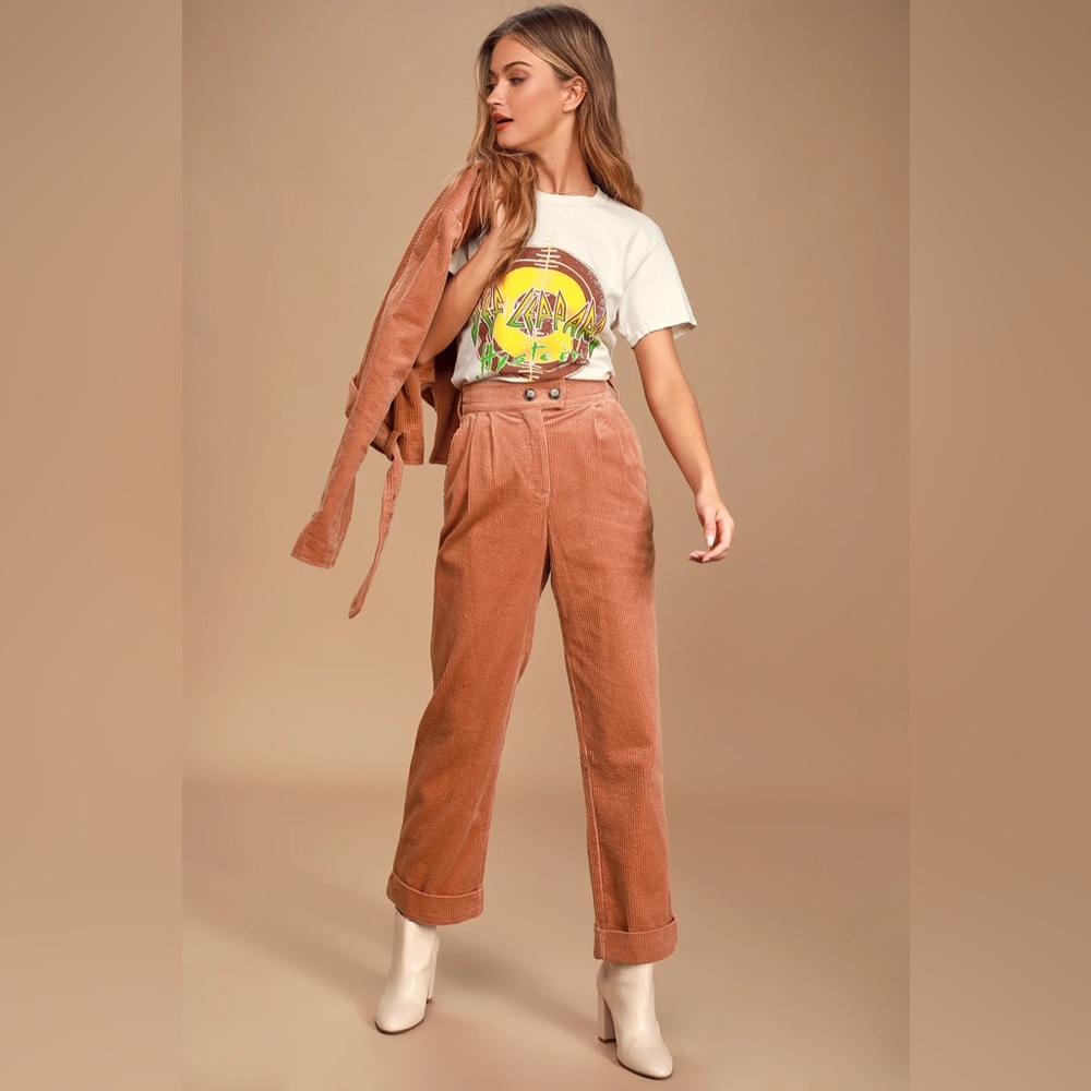 Lulus Meet Me in Midtown Terra Cotta Corduroy Trouser
Pants
